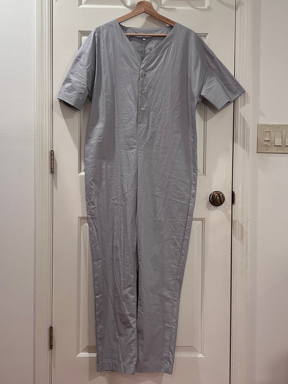Light Gray Short-Sleeve Jumpsuit